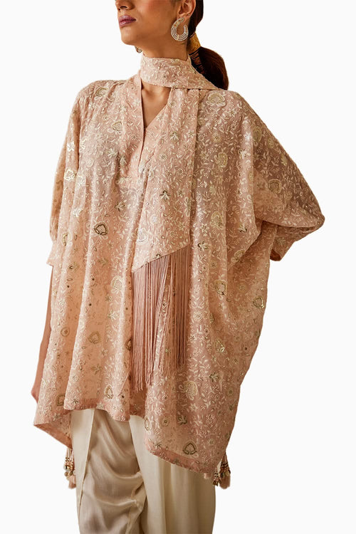 Chikankari Kaftan with Tulip Dhoti