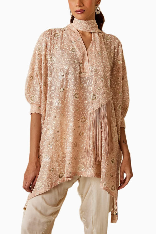 Chikankari Kaftan with Tulip Dhoti
