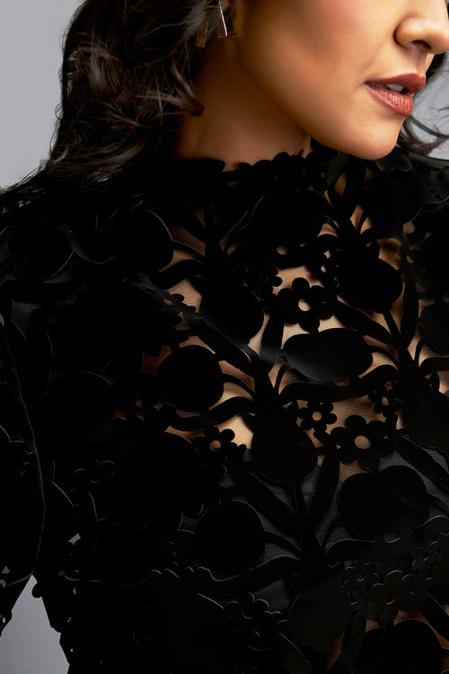Black Floral Cut Bubble Dress