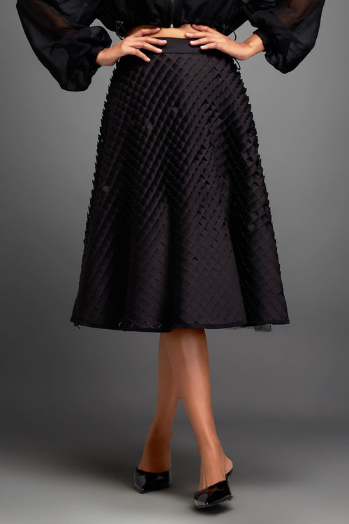 Black Textured A-Line Skirt