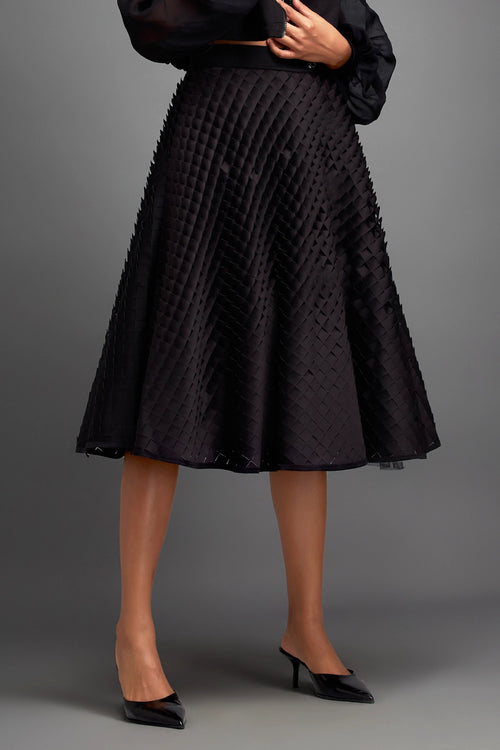 Black Textured A-Line Skirt