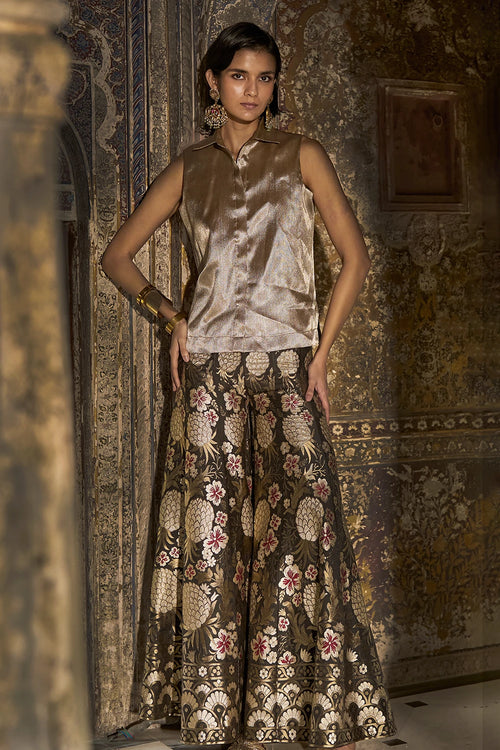 Benares Brocade Flared Motif Pant