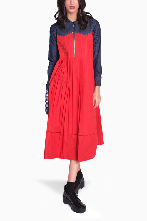 Camila Red Denim Dress