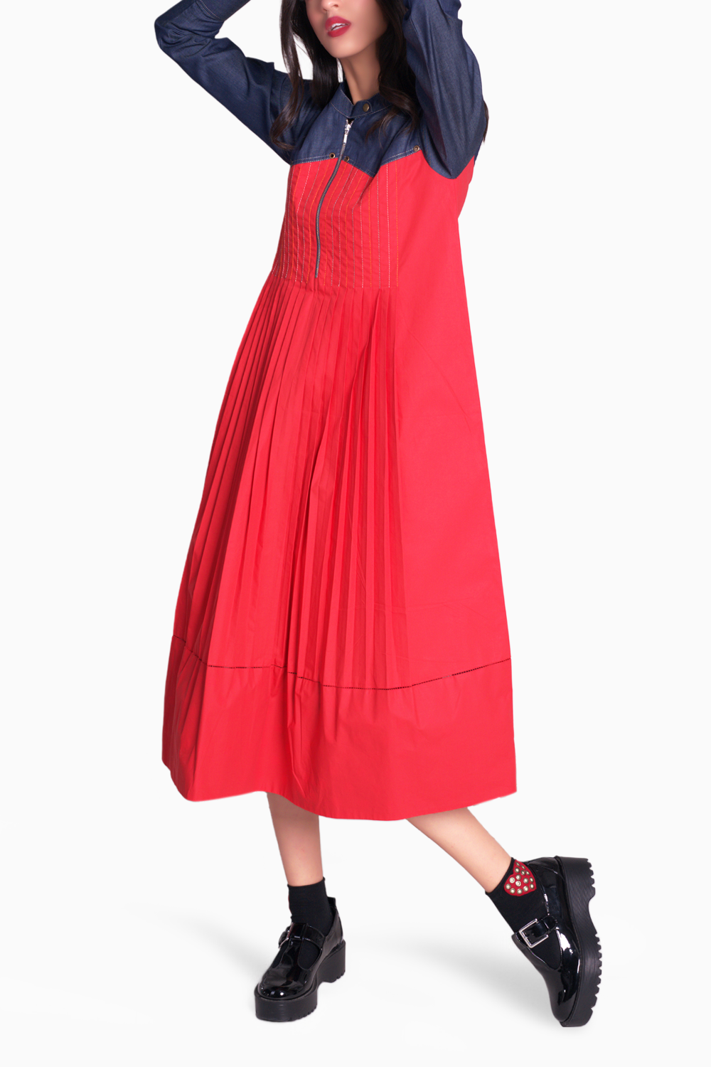 Camila Red Denim Dress