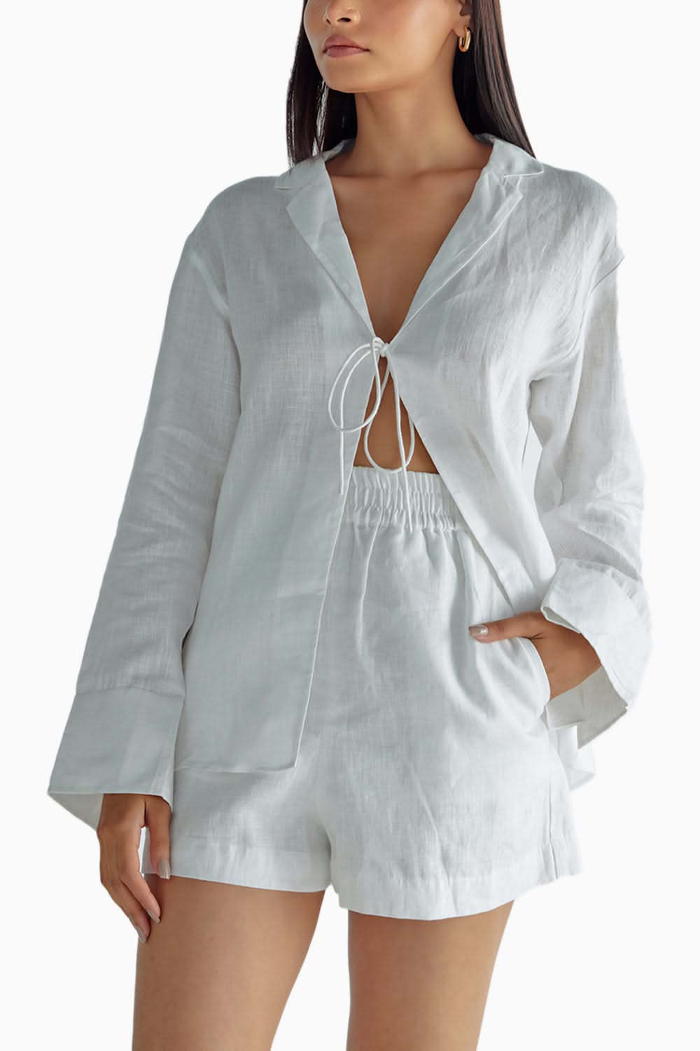 White Shirt and Shorts Set