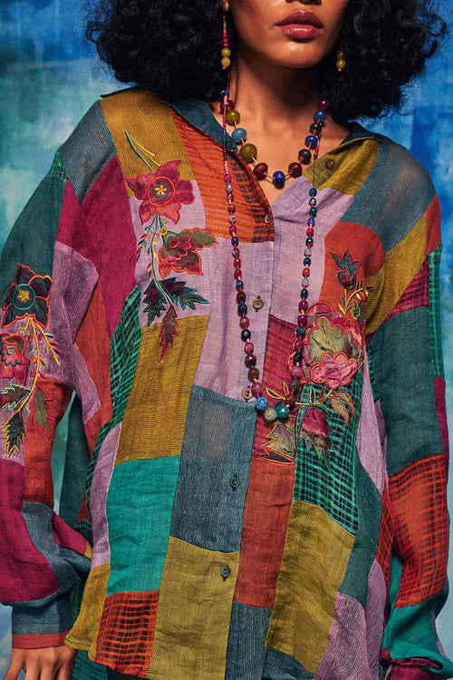 Multihued Linen Patchwork Paako Shirt