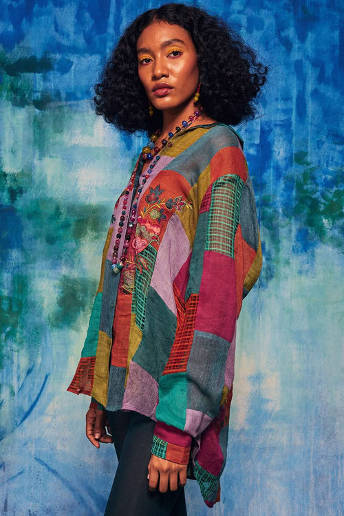 Multihued Linen Patchwork Paako Shirt