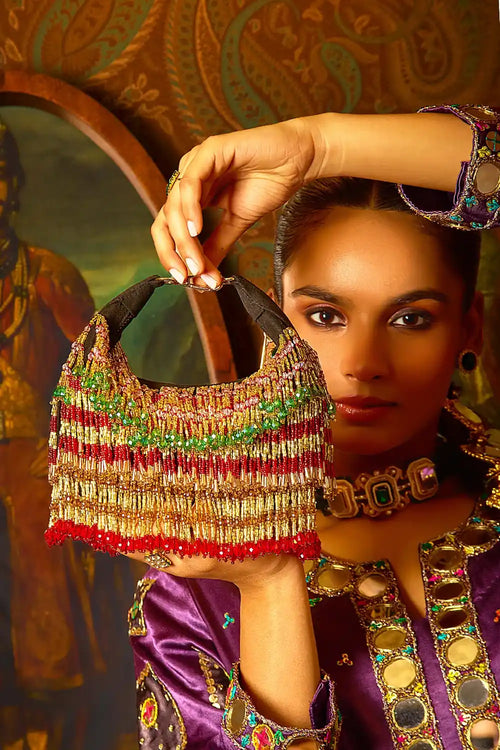 Faiza Goldred Boat Bag