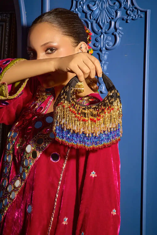Faiza Goldred Boat Bag