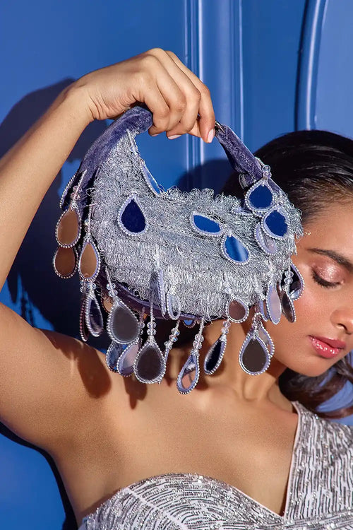 Seher Black and Silver Boat Bag
