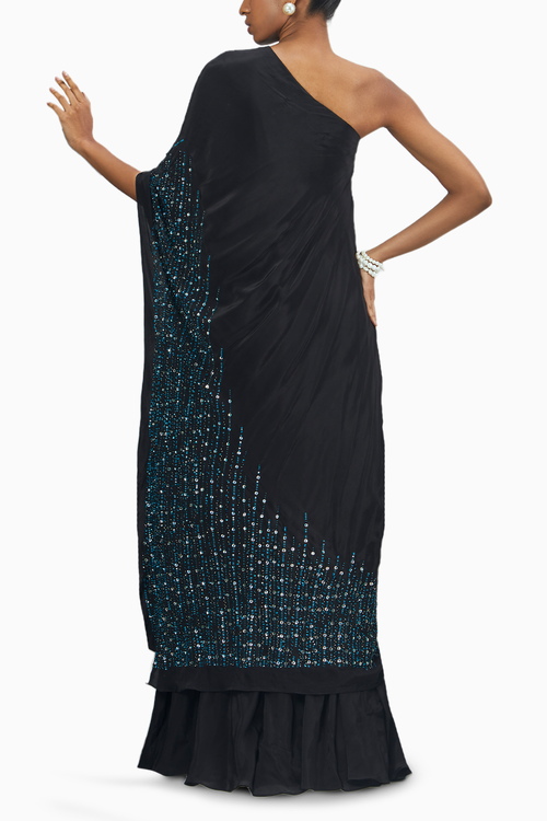 Carbon One Shoulder Asymmetrical Kaftan