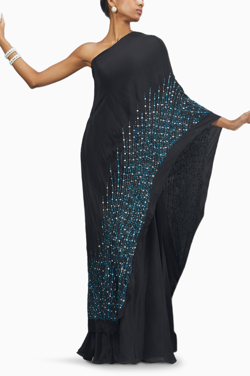 Carbon One Shoulder Asymmetrical Kaftan