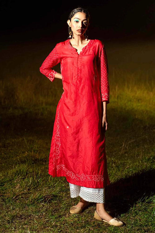 Red Chandanee Kurta