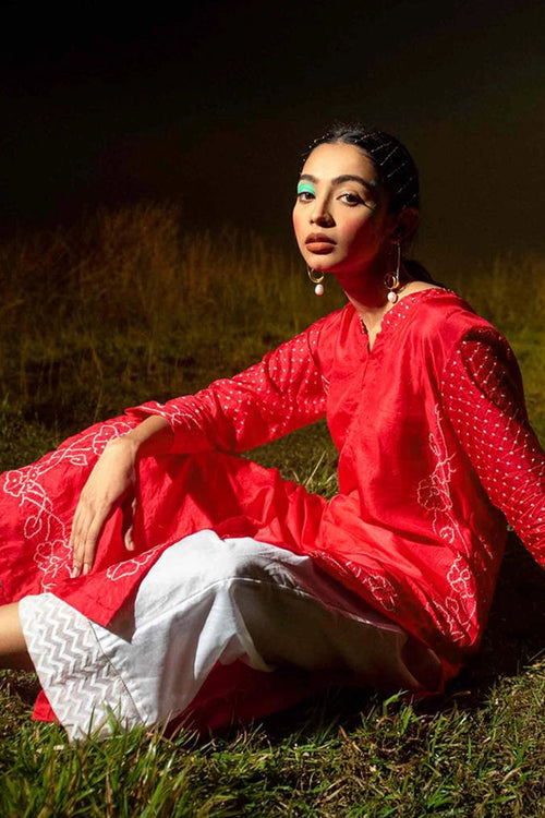 Red Chandanee Kurta