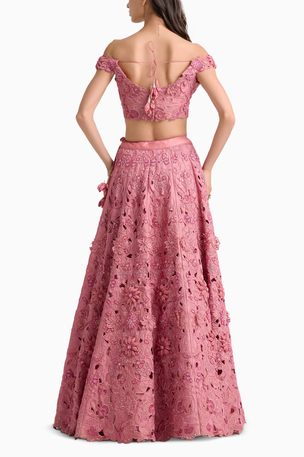 Blush 3D Floral Embroidred Lehenga Set