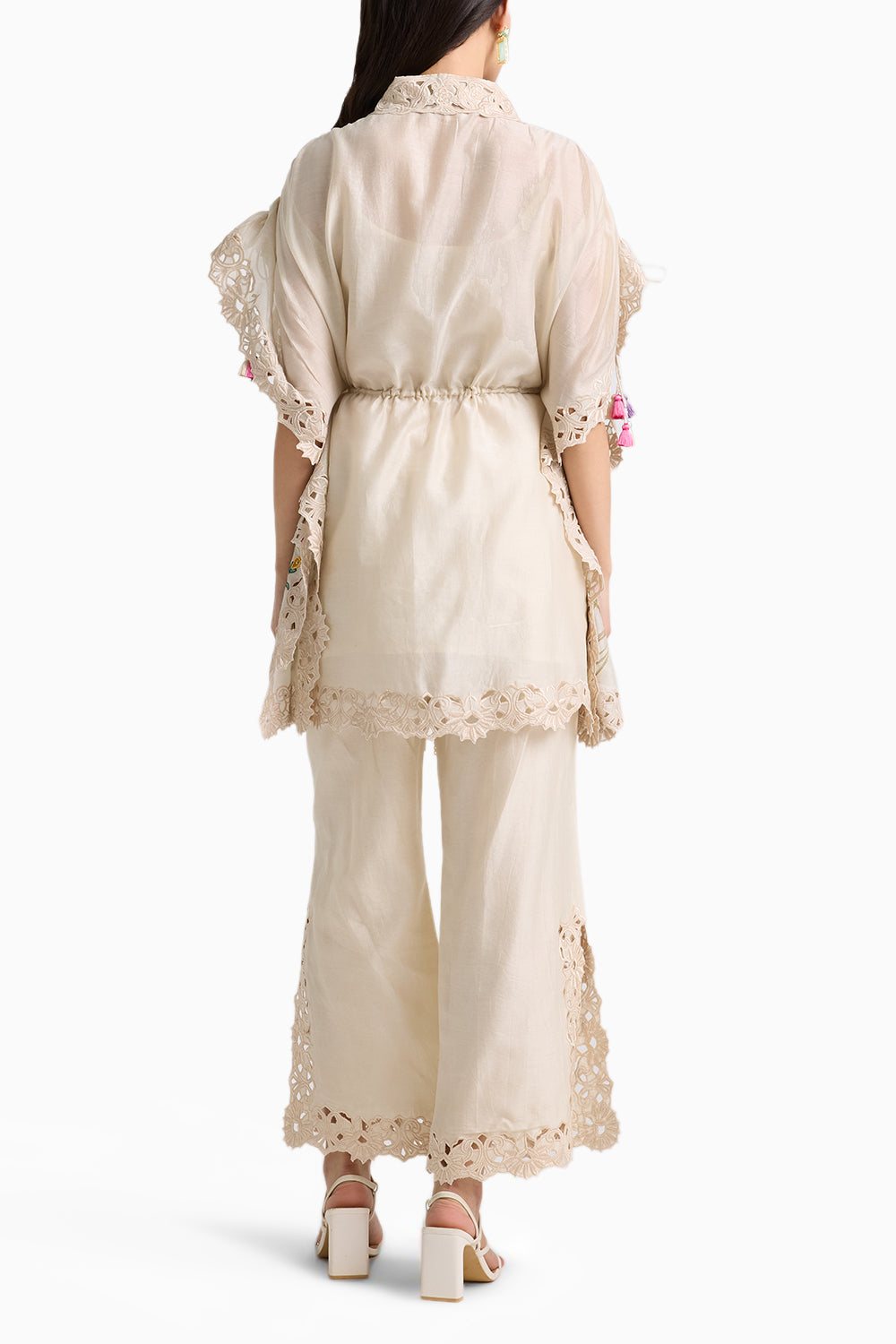 Ivory Cutwork Floral Embroidered Coord set