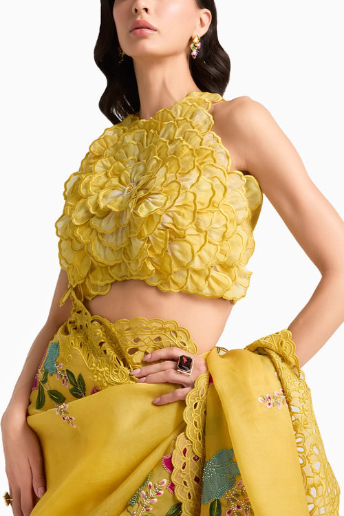 Yellow Dahlia 3D Appliqué Top