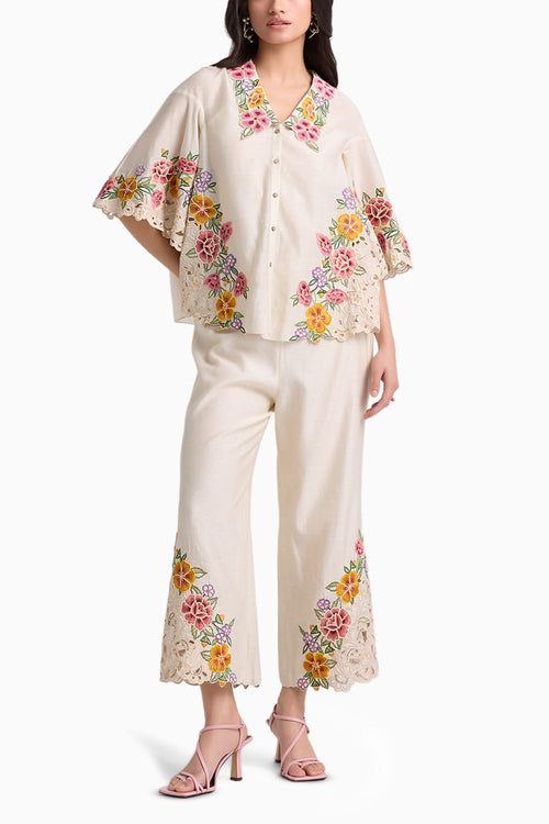 Ivory Floral Cutwork Coord Set