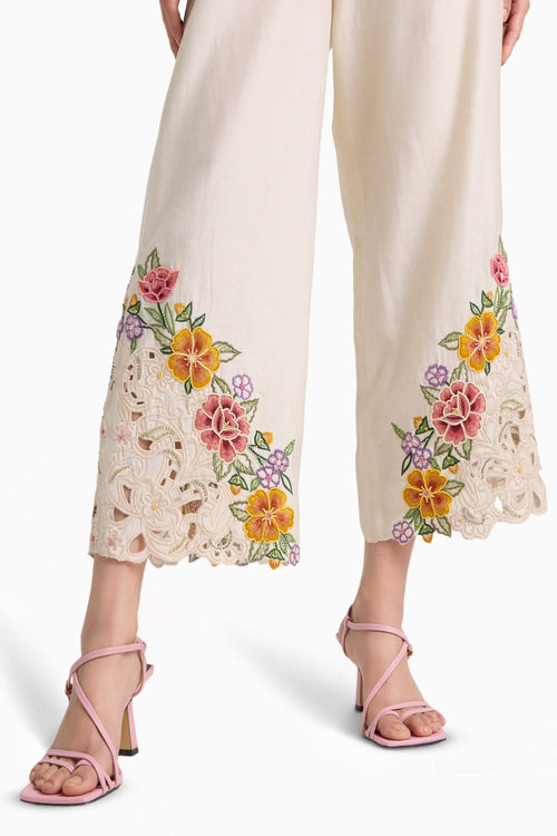 Ivory Floral Cutwork Coord Set
