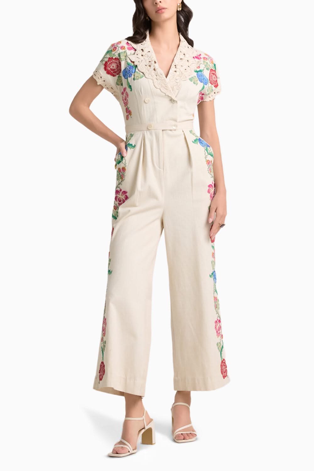 Ivory Embroidered Jumpsuit