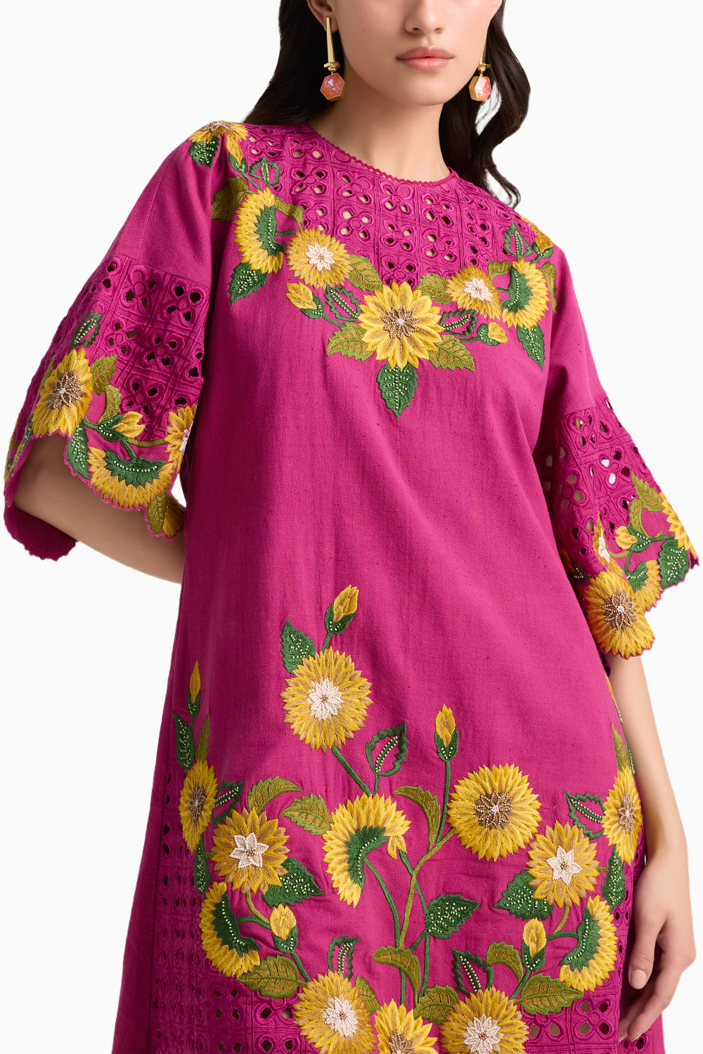 Fuchsia Sunflower Short Dress