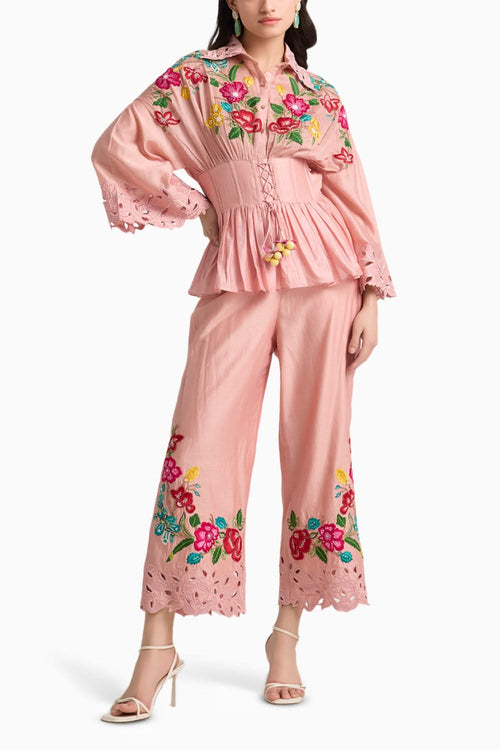Soft Pink Threadwork and Cutwork Coord Set