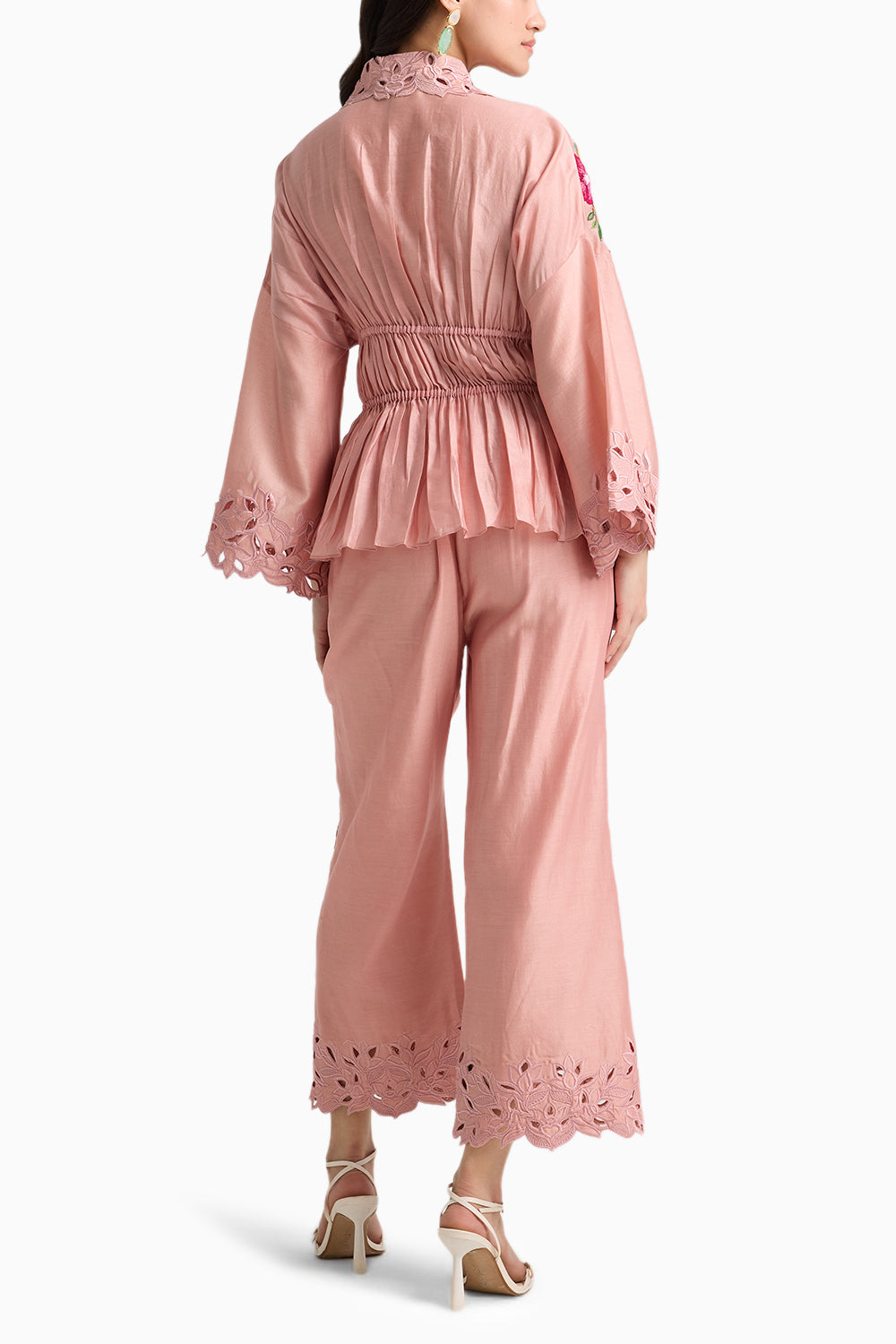 Soft Pink Threadwork and Cutwork Coord Set