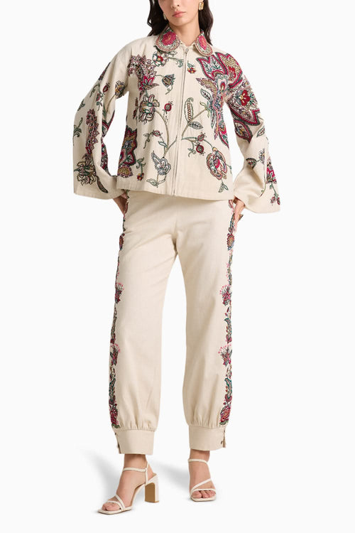 Ivory Embroidered Utility coord Set