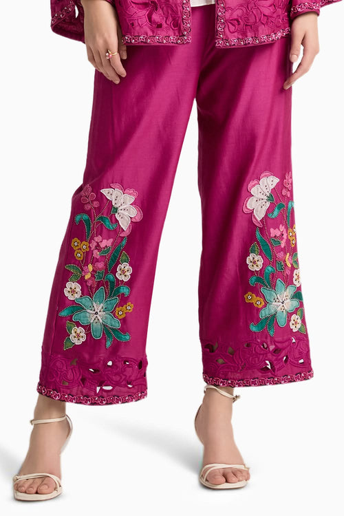 Fuchsia Embroidered Pants