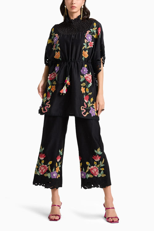 Black Embroidered Coord Set