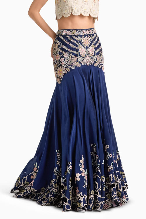 Indigo Cordwork Yoke Detail Lehenga