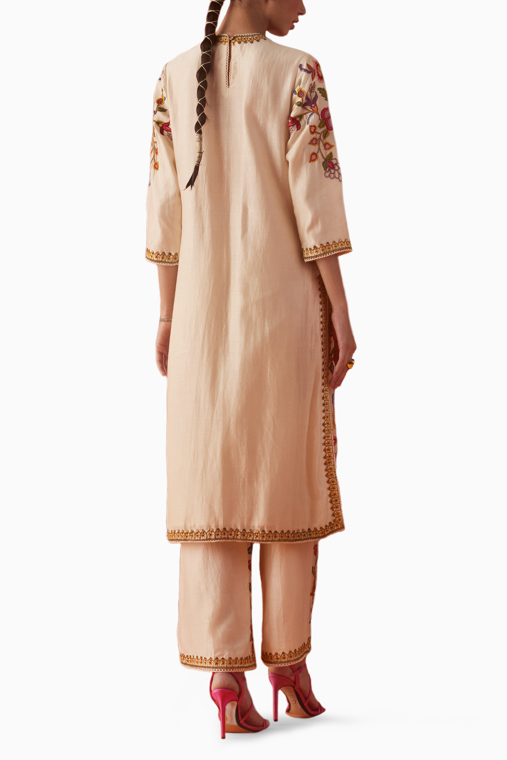 Ivory Allover Embroidered Kurta with Pants and Dupatta