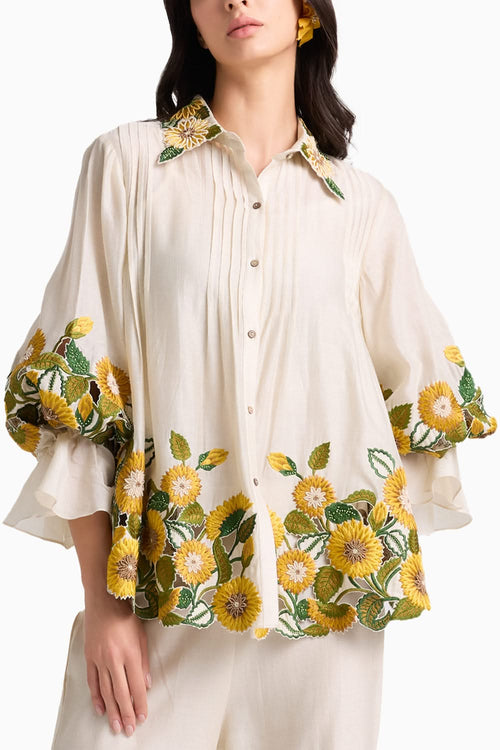 Ivory Sunflower Shirt