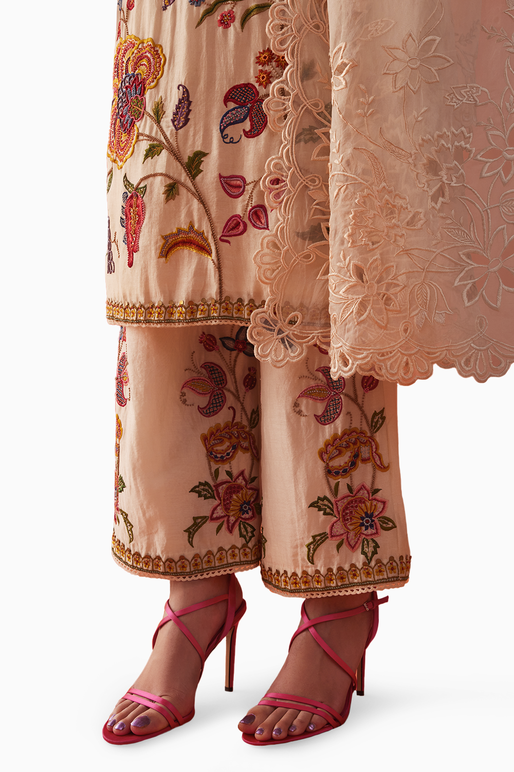 Ivory Allover Embroidered Kurta with Pants and Dupatta