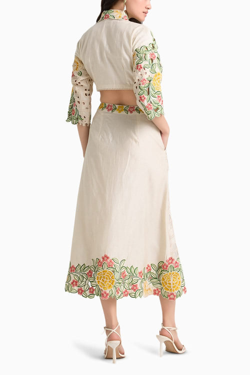 Ivory Floral Cutwork Coord set