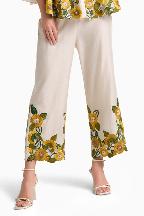 Ivory Sunflower Pants