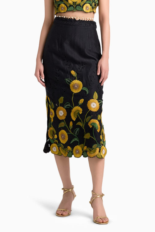 Black Sunflower Skirt
