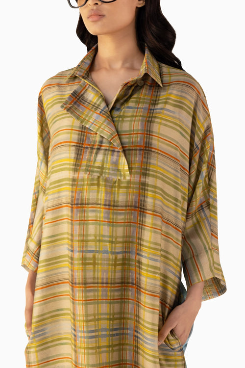 Check Orchid Shirt Dress