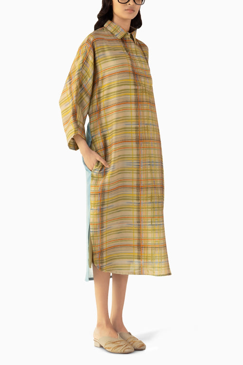 Check Orchid Shirt Dress
