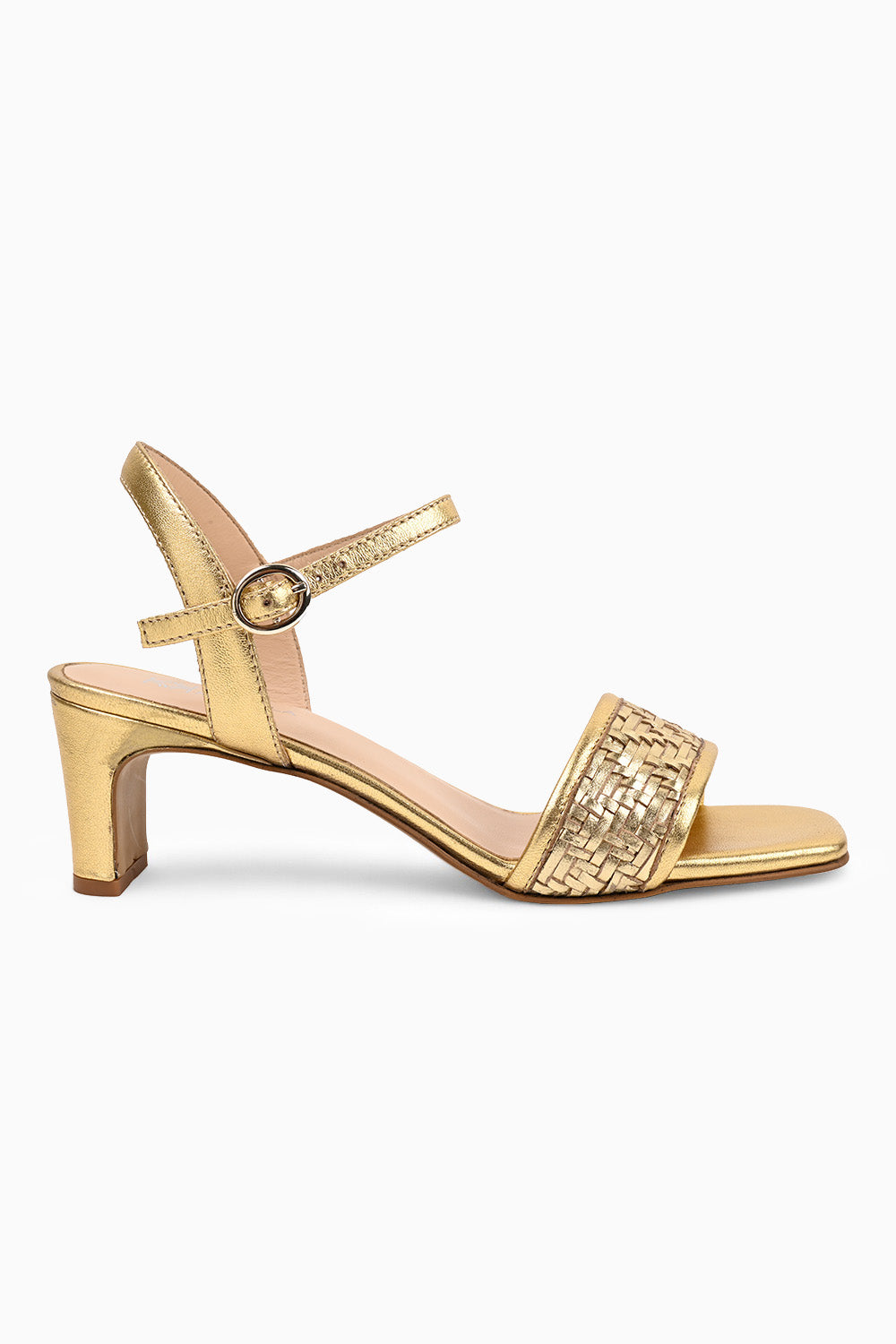 Clarence Gold Woven Heeled Sandals