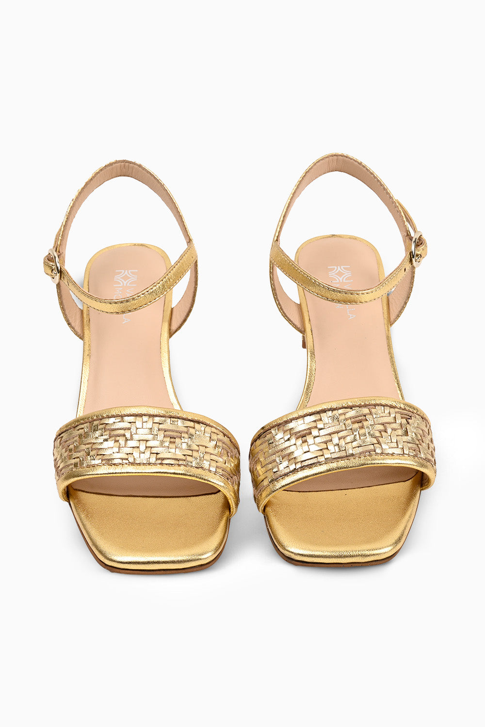 Clarence Gold Woven Heeled Sandals