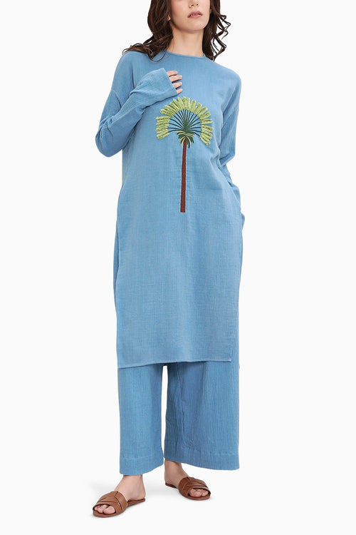 Coco Blue Embroidered Tunic