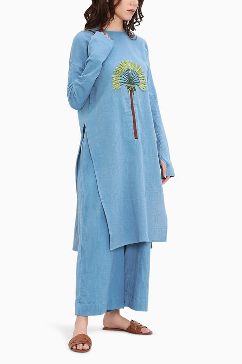 Coco Blue Embroidered Tunic