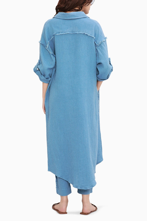 Coco Blue Fringed Long Shirt