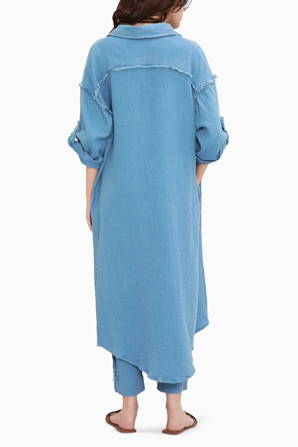 Coco Blue Fringed Shirt Set