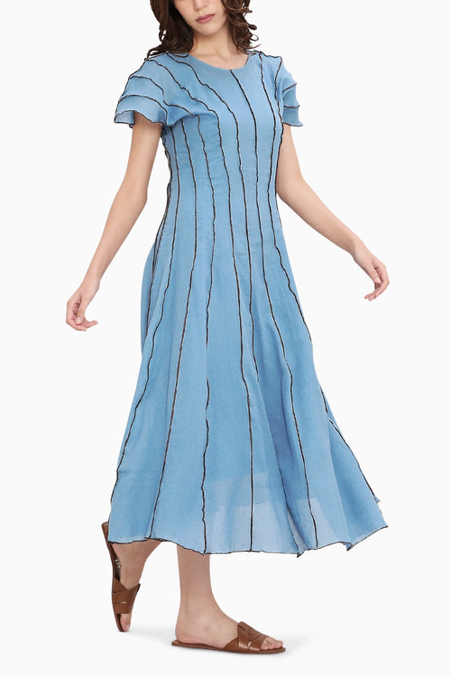 Coco Blue Moss Panelled Dress