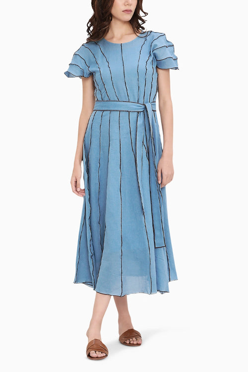 Coco Blue Moss Panelled Dress
