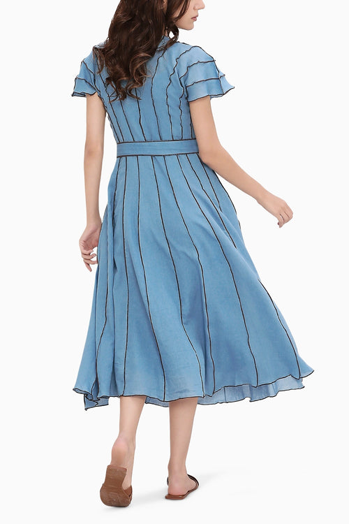 Coco Blue Moss Panelled Dress