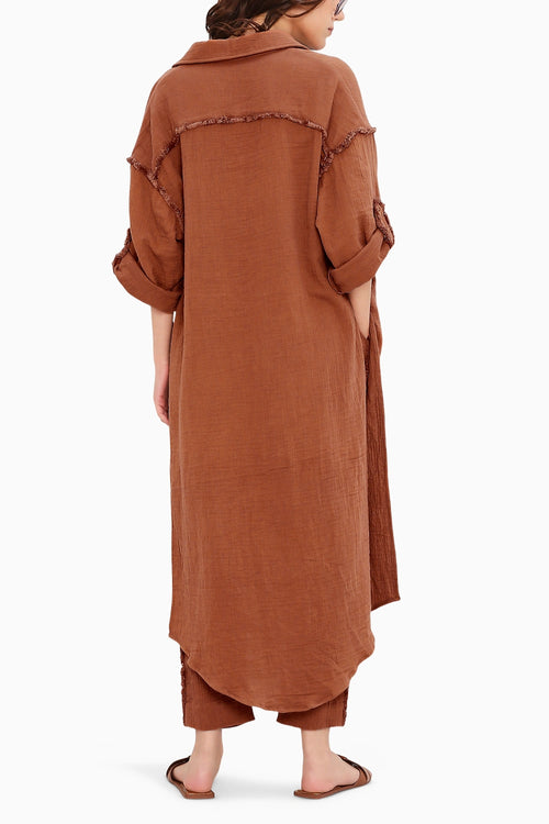 Coco Brown Fringed Shirt Set