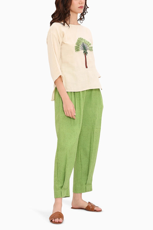 Coco Cream Embroidered Top & Pants Set